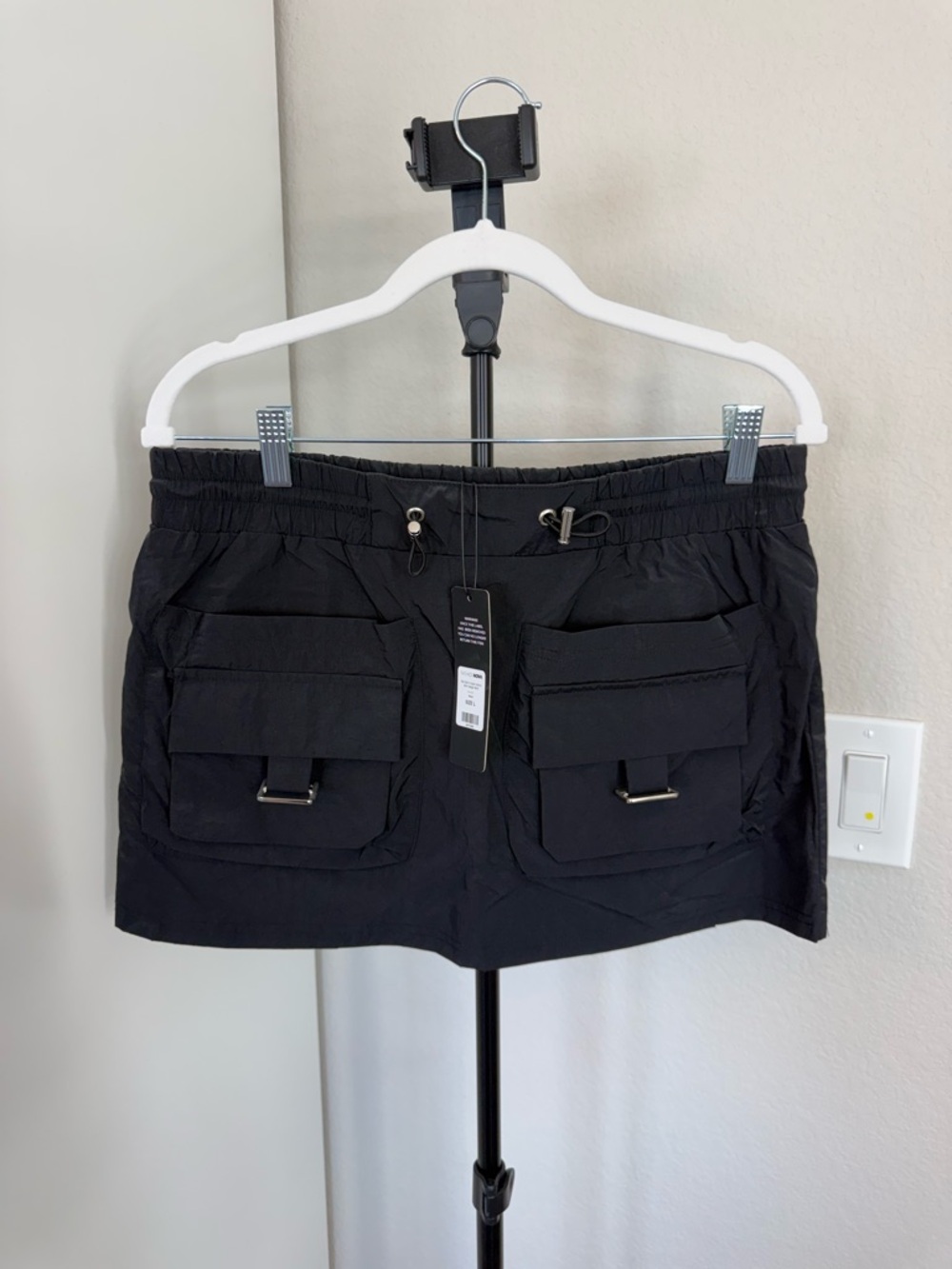 Fashion Nova Black Cargo Pocket Mini Skirt